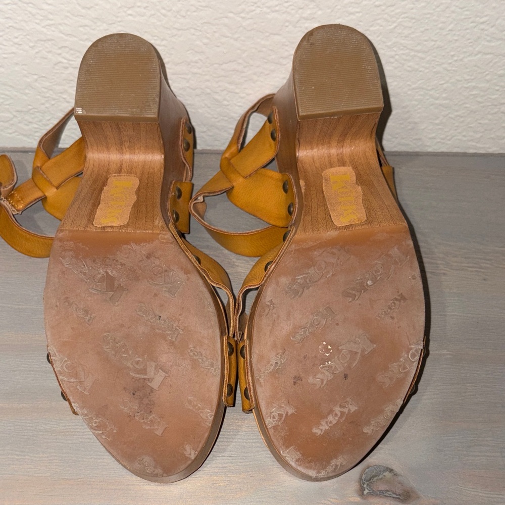 Kork-Ease Mustard Platform Sandals - Picture 9 of 16
